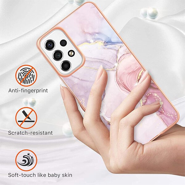 For Samsung Galaxy A13 4G Case Hard back Marble Pattern Slim Design Enhanced Camera and Screen Protection Girls and Women Cover (Rose Gold)