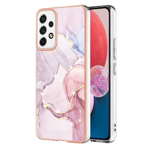 For Samsung Galaxy A13 4G Case Hard back Marble Pattern Slim Design Enhanced Camera and Screen Protection Girls and Women Cover (Rose Gold)