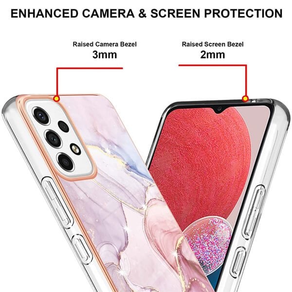 For Samsung Galaxy A13 4G Case Hard back Marble Pattern Slim Design Enhanced Camera and Screen Protection Girls and Women Cover (Rose Gold)