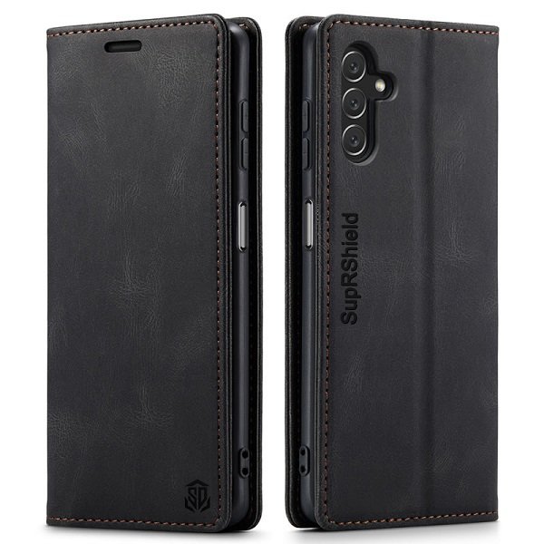 For Samsung Galaxy A13 5G Case RFID Blocking Retro Flip Premium Leather Card Holder Wallet Cover - (Black)