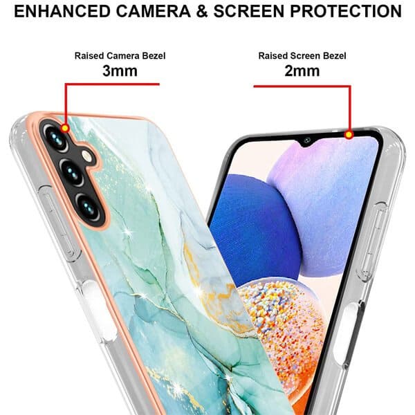 For Samsung Galaxy A14 5G Case Hard back Marble Pattern Slim Design Enhanced Camera and Screen Protection Girls and Women Cover (Green)