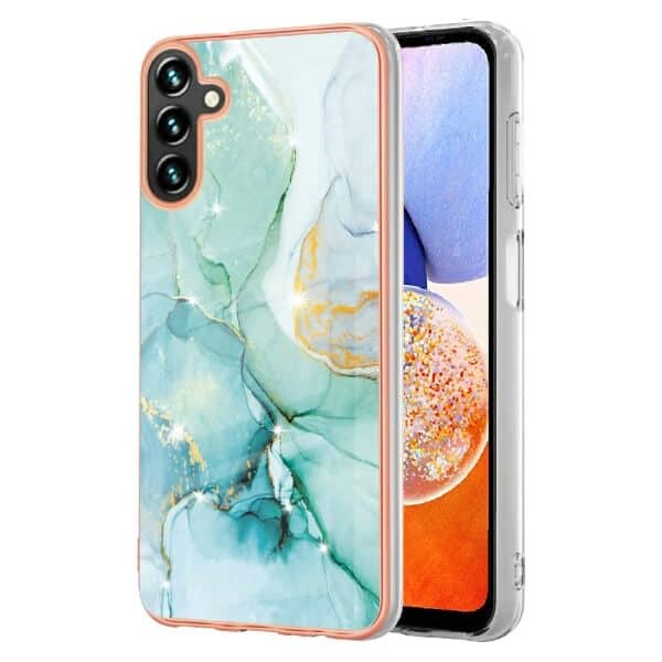 For Samsung Galaxy A14 5G Case Hard back Marble Pattern Slim Design Enhanced Camera and Screen Protection Girls and Women Cover (Green)