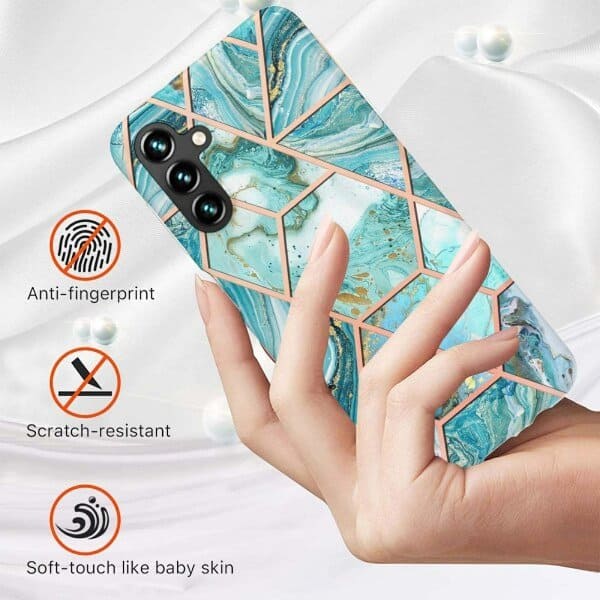 For Samsung Galaxy A14 5G Case Hard back Marble Pattern Slim Design Enhanced Camera and Screen Protection Girls and Women Cover (Ocean Green)