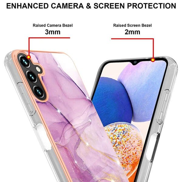 For Samsung Galaxy A14 5G Case Hard back Marble Pattern Slim Design Enhanced Camera and Screen Protection Girls and Women Cover (Purple)