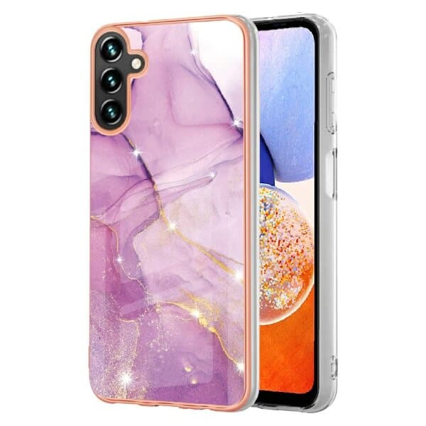 For Samsung Galaxy A14 5G Case Hard back Marble Pattern Slim Design Enhanced Camera and Screen Protection Girls and Women Cover (Purple)