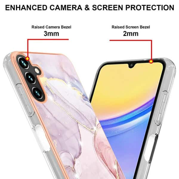 For Samsung Galaxy A15 5G Case Hard back Marble Pattern Slim Design Enhanced Camera and Screen Protection Girls and Women Cover