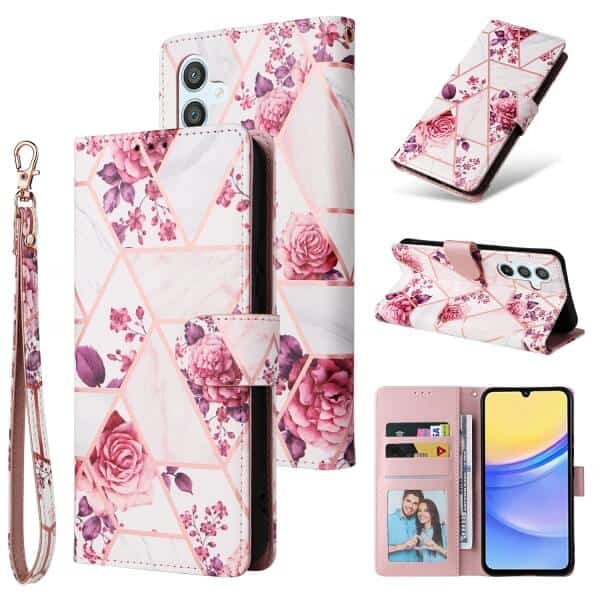 For Samsung Galaxy A15 5G4G Case Fashion Marble Painting Pattern Flip Wallet Leather Card Slots Stand Cover