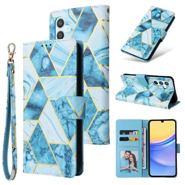 For Samsung Galaxy A15 5G/4G Case Fashion Marble Painting Pattern Flip Wallet Leather Card Slots Stand Cover