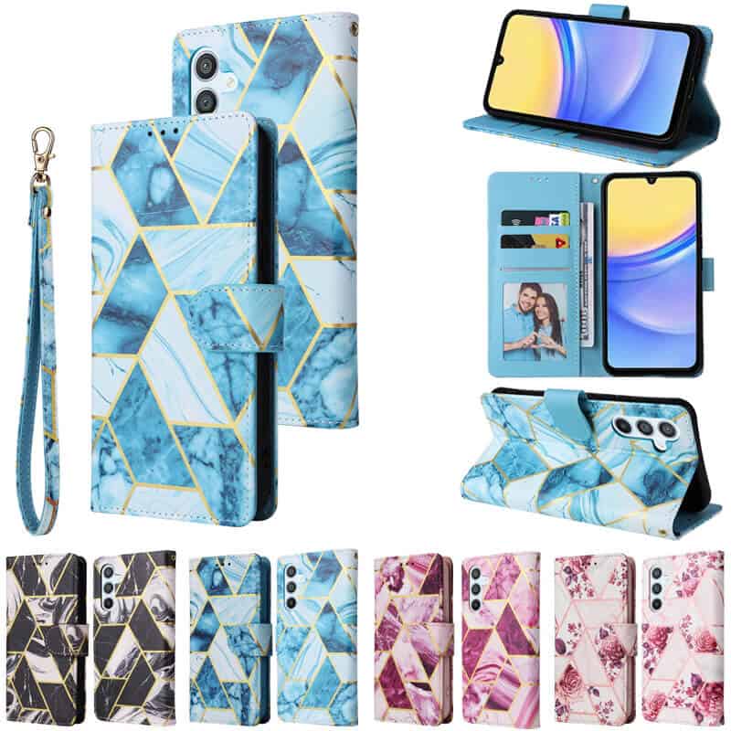 For Samsung Galaxy A15 5G4G Case Fashion Marble Painting Pattern Flip Wallet Leather Card Slots Stand Cover
