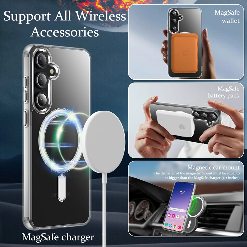 For Samsung Galaxy A16A36A56 Plating MagSafe Magnetic TPU Back Clear Case Cover