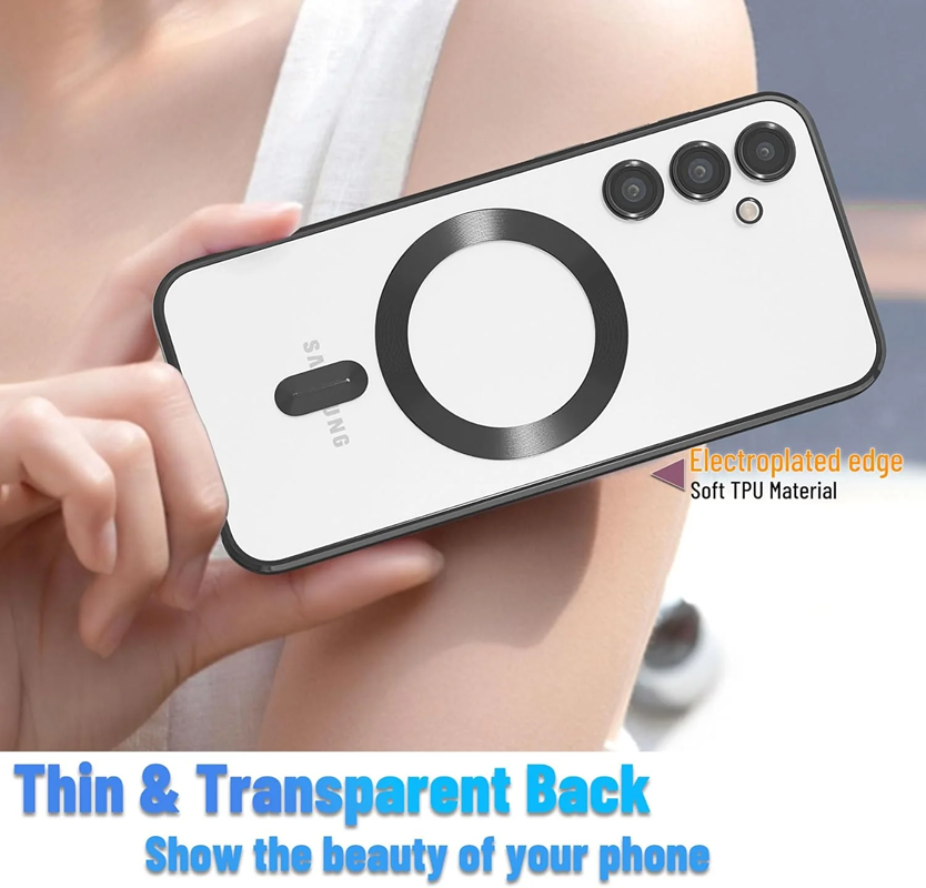 For Samsung Galaxy A16A36A56 Plating MagSafe Magnetic TPU Back Clear Case Cover