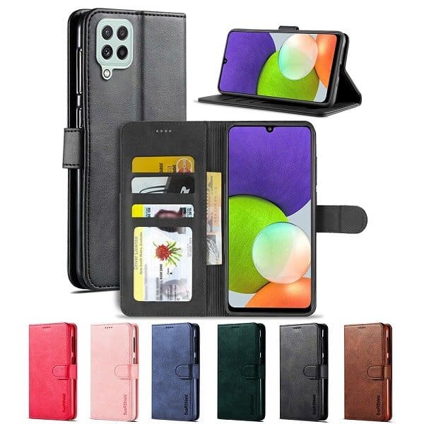 For Samsung Galaxy A22 4G Wallet Case Flip Leather Card Slots Shockproof Magnetic Stand Cover