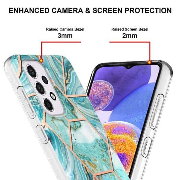 For Samsung Galaxy A23 4G /A23 5G Case Hard back Marble Pattern Slim Design Enhanced Camera and Screen Protection Girls and Women Cover (Ocean Green)