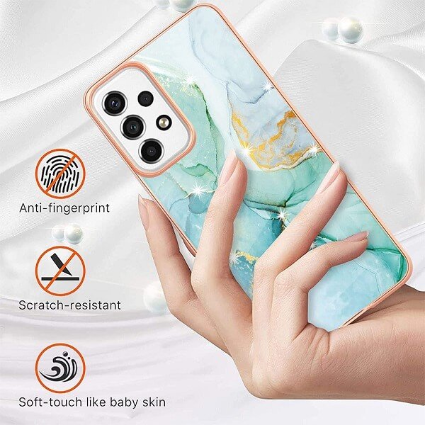 For Samsung Galaxy A23 4G Case Hard back Marble Pattern Slim Design Enhanced Camera and Screen Protection Girls and Women Cover (Green)