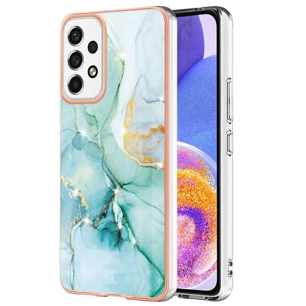 For Samsung Galaxy A23 4G /A23 5G Case Hard back Marble Pattern Slim Design Enhanced Camera and Screen Protection Girls and Women Cover (Green)