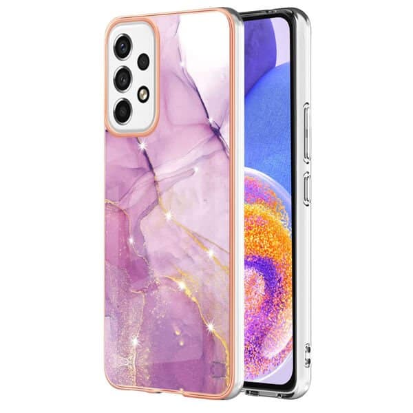 For Samsung Galaxy A23 4G Case Hard back Marble Pattern Slim Design Enhanced Camera and Screen Protection Girls and Women Cover (Purple)