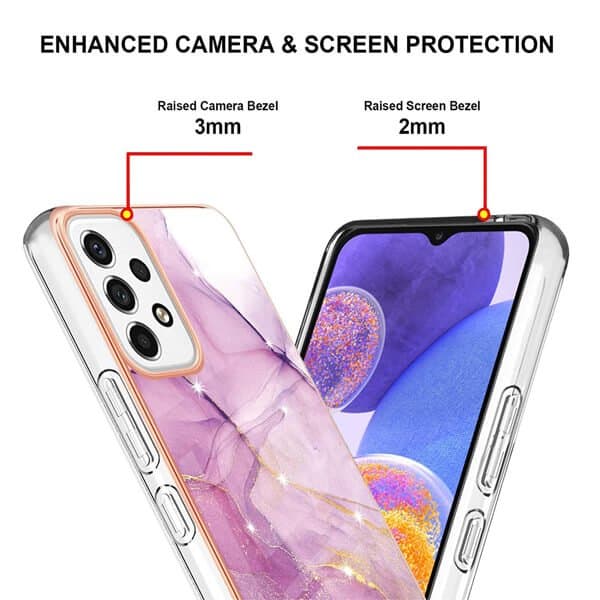 For Samsung Galaxy A23 4G Case Hard back Marble Pattern Slim Design Enhanced Camera and Screen Protection Girls and Women Cover (Purple)