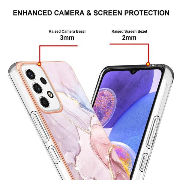 For Samsung Galaxy A23 4G Case Hard back Marble Pattern Slim Design Enhanced Camera and Screen Protection Girls and Women Cover (Rose Gold)