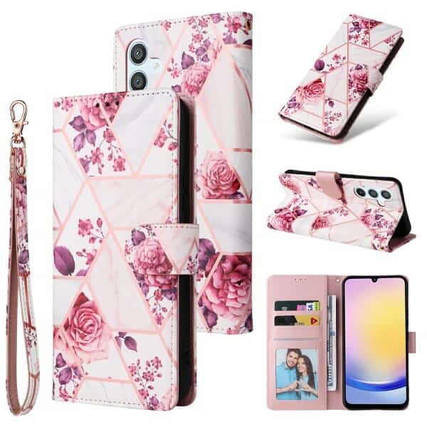 For Samsung Galaxy A25 5G Case Fashion Marble Painting Pattern Flip Wallet Leather Card Slots Stand Cover