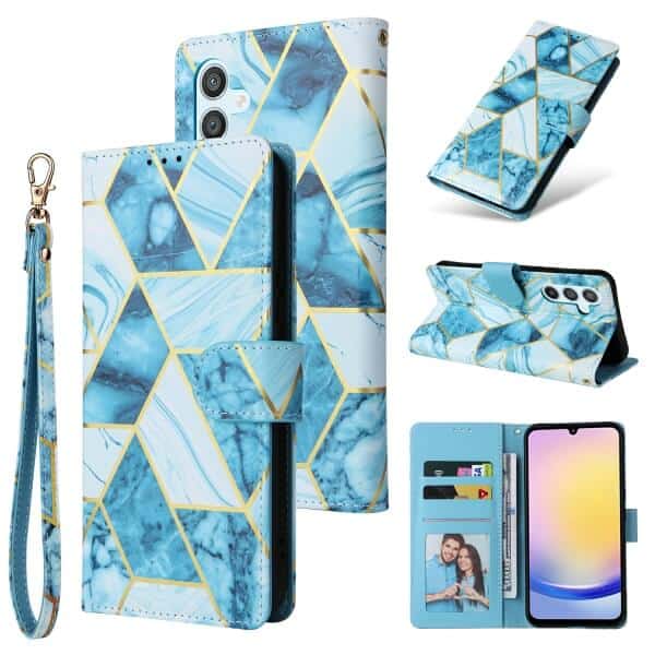 For Samsung Galaxy A25 5G Case Fashion Marble Painting Pattern Flip Wallet Leather Card Slots Stand Cover