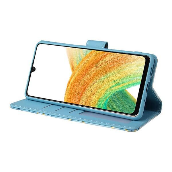 For Samsung Galaxy A33 5G Case Fashion Marble Painting Pattern Flip Wallet Case Leather Card Slots Stand Cover (Blue Gilding)