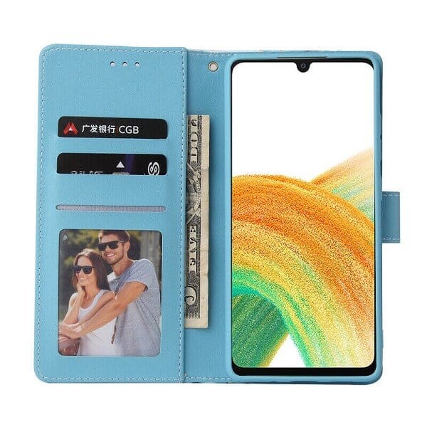 For Samsung Galaxy A33 5G Case Fashion Marble Painting Pattern Flip Wallet Case Leather Card Slots Stand Cover (Blue Gilding)