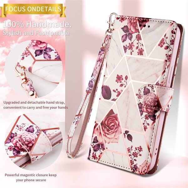 For Samsung Galaxy A33 5G Case Fashion Marble Painting Pattern Flip Wallet Case Leather Card Slots Stand Cover (Rose Gilding)