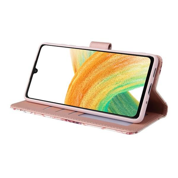 For Samsung Galaxy A33 5G Case Fashion Marble Painting Pattern Flip Wallet Case Leather Card Slots Stand Cover (Rose Gilding)
