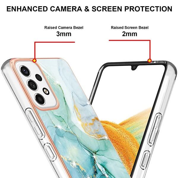 For Samsung Galaxy A33 5G Case Hard back Marble Pattern Slim Design Enhanced Camera and Screen Protection Girls and Women Cover (Green)