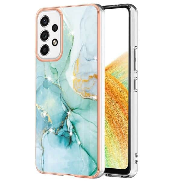 For Samsung Galaxy A33 5G Case Hard back Marble Pattern Slim Design Enhanced Camera and Screen Protection Girls and Women Cover (Green)