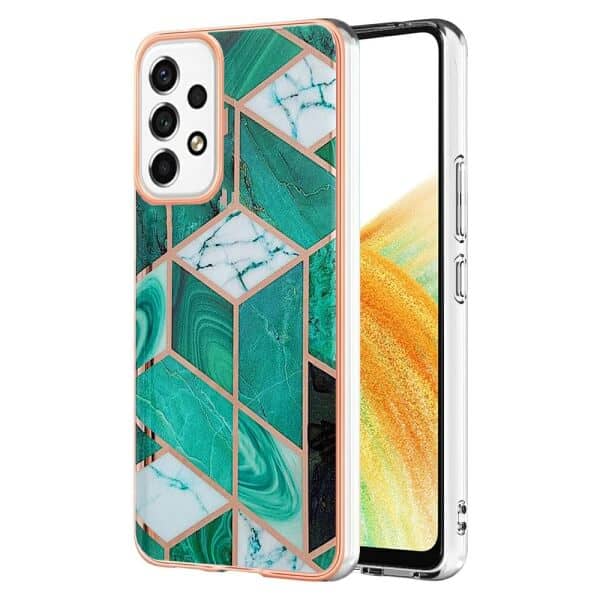 For Samsung Galaxy A33 5G Case Hard back Marble Pattern Slim Design Enhanced Camera and Screen Protection Girls and Women Cover (Ocean Green)