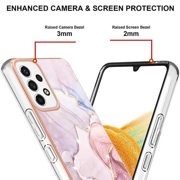 For Samsung Galaxy A33 5G Case Hard back Marble Pattern Slim Design Enhanced Camera and Screen Protection Girls and Women Cover (Rose Gold)