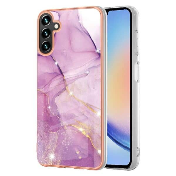 For Samsung Galaxy A34 5G Case Hard back Marble Pattern Slim Design Enhanced Camera and Screen Protection Girls and Women Cover (Purple)