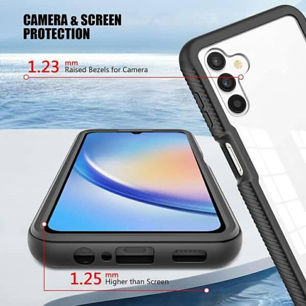 For Samsung Galaxy A34 5G Military Grade Shockproof Clear Heavy Duty Case Bumper Drop Protection Tough Cover (Black)