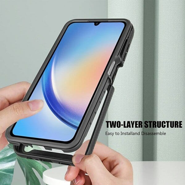For Samsung Galaxy A34 5G Military Grade Shockproof Clear Heavy Duty Case Bumper Drop Protection Tough Cover (Black)