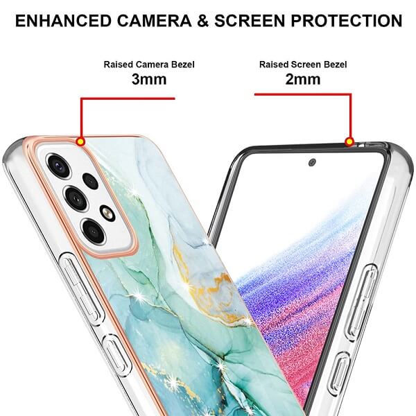 For Samsung Galaxy A53 5G Case Hard back Marble Pattern Slim Design Enhanced Camera and Screen Protection Girls and Women Cover (Green)