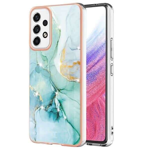 For Samsung Galaxy A53 5G Case Hard back Marble Pattern Slim Design Enhanced Camera and Screen Protection Girls and Women Cover (Green)