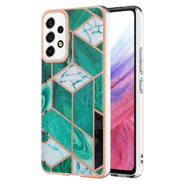 For Samsung Galaxy A53 5G Case Hard back Marble Pattern Slim Design Enhanced Camera and Screen Protection Girls and Women Cover (Ocean Green)