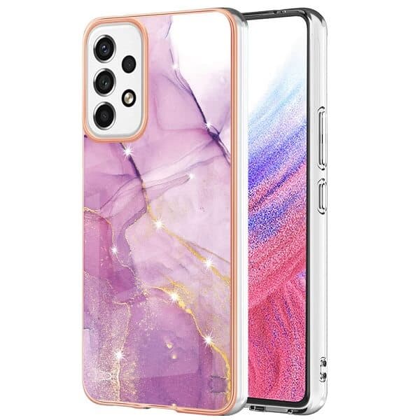 For Samsung Galaxy A53 5G Case Hard back Marble Pattern Slim Design Enhanced Camera and Screen Protection Girls and Women Cover (Purple)