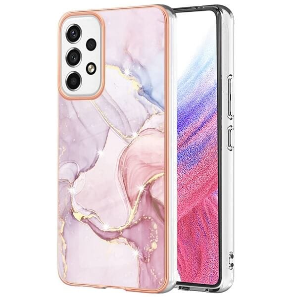 For Samsung Galaxy A53 5G Case Hard back Marble Pattern Slim Design Enhanced Camera and Screen Protection Girls and Women Cover (Rose Gold)
