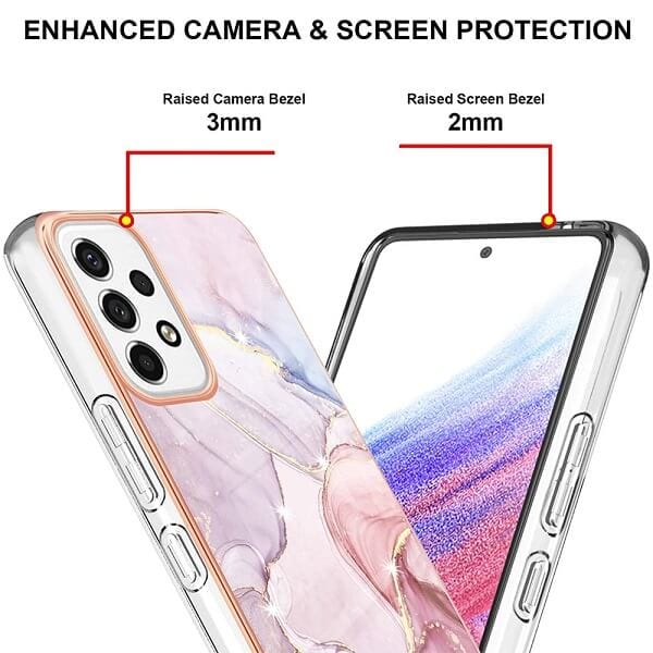 For Samsung Galaxy A53 5G Case Hard back Marble Pattern Slim Design Enhanced Camera and Screen Protection Girls and Women Cover (Rose Gold)