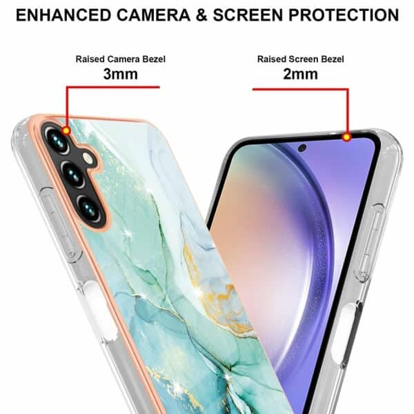 For Samsung Galaxy A54 5G Case Hard back Marble Pattern Slim Design Enhanced Camera and Screen Protection Girls and Women Cover (Green)