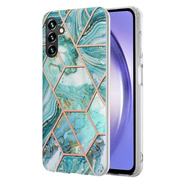 For Samsung Galaxy A54 5G Case Hard back Marble Pattern Slim Design Enhanced Camera and Screen Protection Girls and Women Cover (Ocean Green)