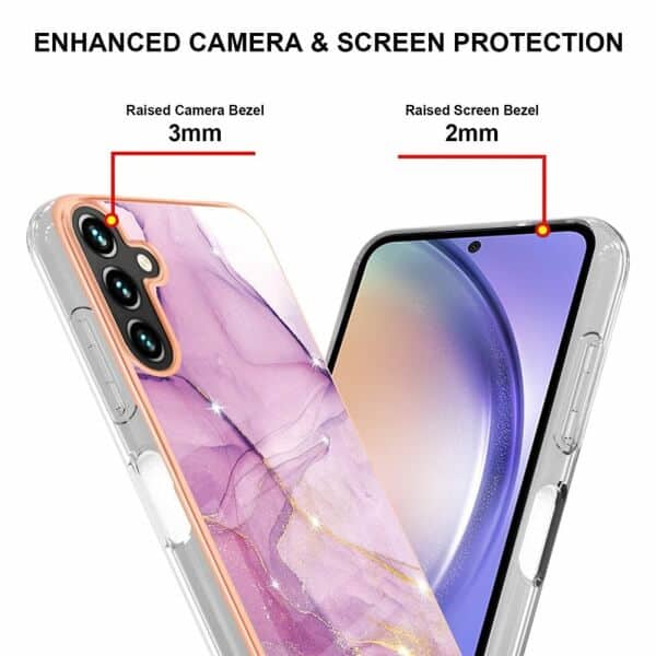 For Samsung Galaxy A54 5G Case Hard back Marble Pattern Slim Design Enhanced Camera and Screen Protection Girls and Women Cover (Purple)
