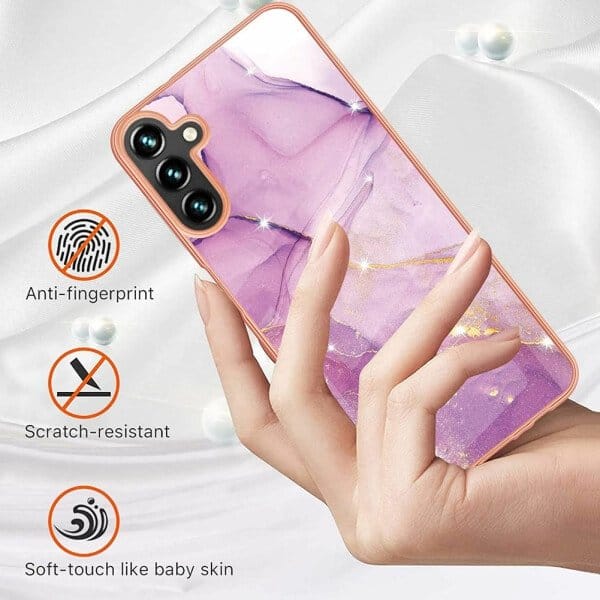 For Samsung Galaxy A54 5G Case Hard back Marble Pattern Slim Design Enhanced Camera and Screen Protection Girls and Women Cover (Purple)