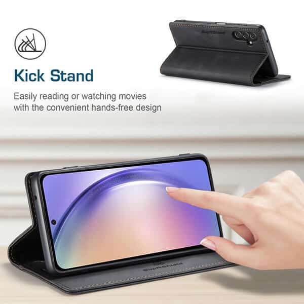 For Samsung Galaxy A54 5G Case RFID Blocking Retro Flip Premium Leather Card Holder Wallet Cover - (Black)