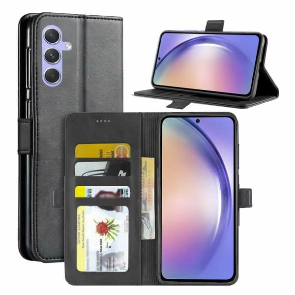 For Samsung Galaxy A54 5G SupRShield Wallet Leather Card Holder Flip Protective Shockproof Magnetic Case Cover (Black)