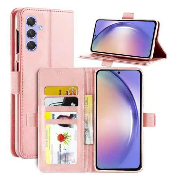 For Samsung Galaxy A54 5G SupRShield Wallet Leather Card Holder Flip Protective Shockproof Magnetic Case Cover (Rose Gold)