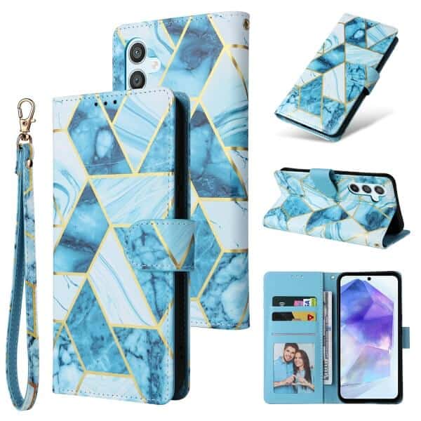 For Samsung Galaxy A55 5G Case Fashion Marble Painting Pattern Flip Wallet Leather Card Slots Stand Cover