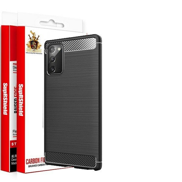 For Samsung Galaxy Note 20 | Note 20 Ultra SupRShield Shockproof Heavy Duty Rugged Matte Carbon Fiber Case Cover (Black)